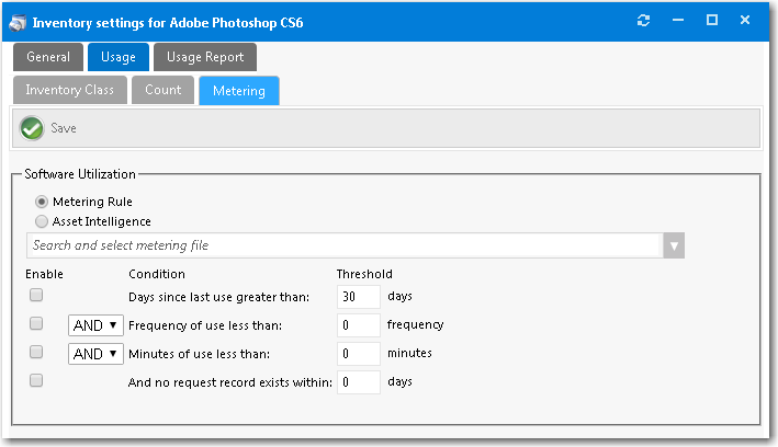 Inventory Item Properties Dialog Box / Usage > Metering Tab